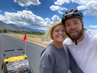 This awesome bike trailer lets us take the entire family out for rides to the park. 