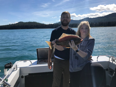 Matt grew up fishing with his Dad but Cami hadn't done it as much. Deep sea fishing in Alaska converted her to a fishing lover!