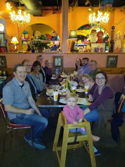 At one of our favorite Mexican restaurants with Clark's dad, brother, and extended family.