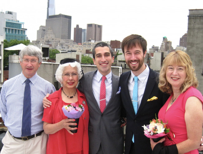 Here are Peter’s parents James and Pritam, and Tyler’s mom Rita, on our wedding day.