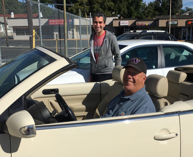 Tyler’s dad Ken loves driving around in his Beetle convertible!