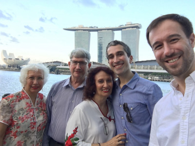 On vacation in Singapore with Peter’s parents and his Aunt Nimmi. Peter’s mom was born in Southeast Asia and we have family on four continents.