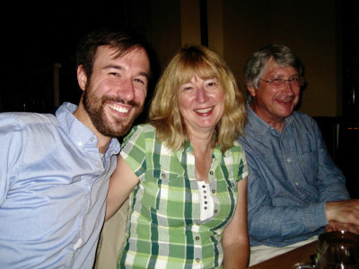 Tyler with his mom Rita and Peter’s dad James, celebrating Rita’s birthday in New York.