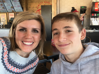 This is Nathan, he just got his permit so I took him out to lunch to celebrate. This kid is good through and through. He loves mountain biking and playing tennis.