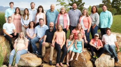This is Krista's family! Krista is the youngest of five kids and we have 9 nieces and nephews, and a great niece and a great nephew born after this picture was taken. 