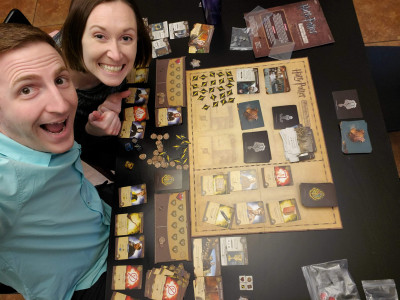 We spend our evenings (and also often over breakfast) defeating Voldemort, saving the world playing Pandemic, and competing in various card and board games together and with friends.