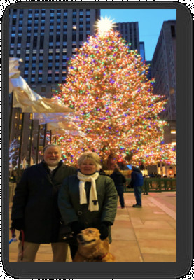 The Rockefeller Tree in NYC is a tradition.  The Christmas tree is beautifully lit every year, this is a picture of my parents last year in front of it. 