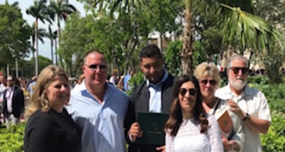 The entire family at my Nephew Omar’s college graduation ceremony in 2018 in Florida. 
