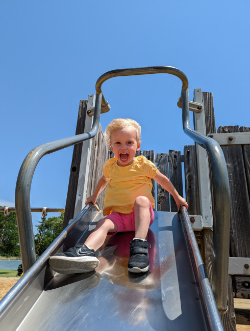 Sophie on the slide