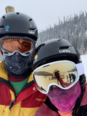 Elizabeth & Lee out on the ski slopes. It was quite cold!