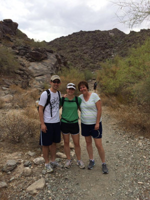 Elizabeth's mom joining us for a hike in Arizona.