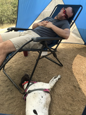 Resting after doing some hiking in northern Arizona.