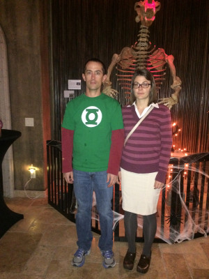 The best and only couple costume Lee's been convinced to wear. Sheldon and Amy from Big Bang Theory.