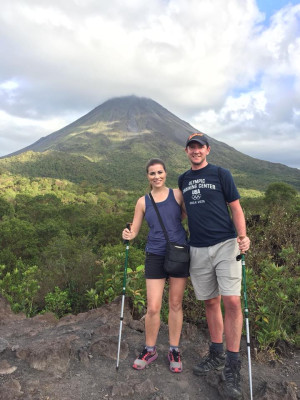 Hiking the Arenal Volcano in Costa Rica on our honeymoon.