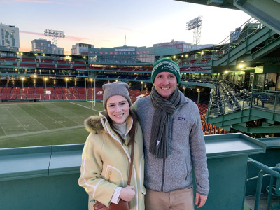 Exploring Fenway Park in Boston. Calen loves visiting baseball stadiums.