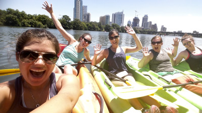 Kayaking in Austin for a girls' trip.