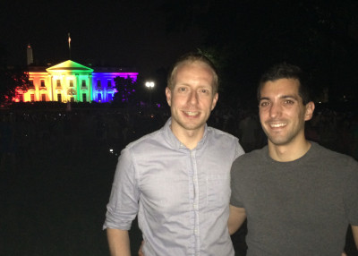 Celebrating the legalization of same-sex marriage outside the White House (2015)
