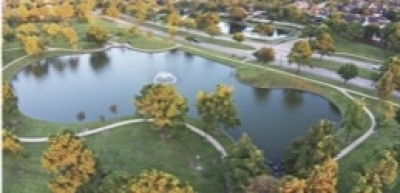 This is an aerial view of the pond and walking trails for our neighborhood. 