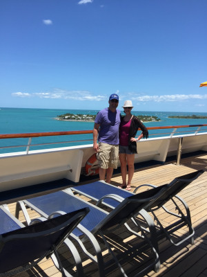 Kelly and Stacy on a cruise ship to Key West.