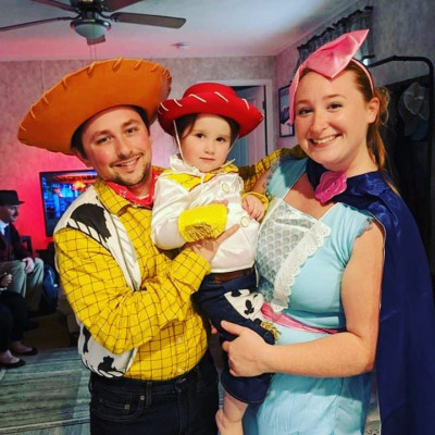                     Halloween 2021
Yeehaw! We dressed up as characters from Toy Story 4 --> Cody as Woody, Morgan as Bo Peep, and Raegan was Jessie the Cowgirl!
