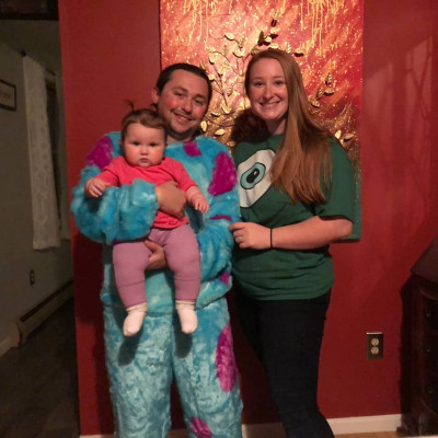                       Halloween 2019
Our first year as parents we dressed up as characters from Monsters Inc. Raegan was Boo, Morgan was Mike, and Cody was Sully!
