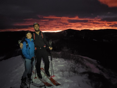 We love skiing and often go at sundown