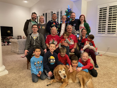 The Kalers! This is nearly all of Bobby's immediate family. He has 4 siblings, 8 niblings, and two amazing parents. He grew up in WA state, but his siblings are spaced out between NV and UT. We love to visit as frequently as we can.