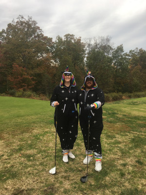 We love Halloween and we love golf. So nighttime halloween costume golf was perfect!
