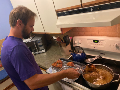 Garret makes great fried chicken