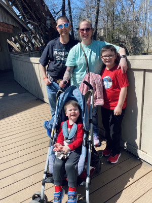 Aunt and Uncle JD and Kelsey with nephews Hudson (8) and Hayes (2) at Silver Dollar City in Branson!