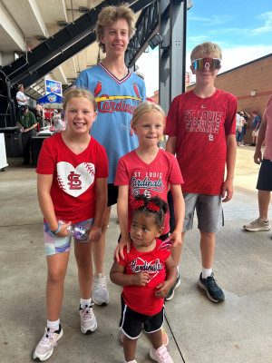 Let's go Cardinals! Watching the Cards win with some of my cousins