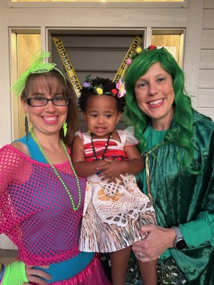 Aunt Beckie, Lena, and Mommy at our annual Halloween party! 