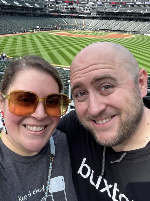 Us at a baseball game--it's our favorite sport!