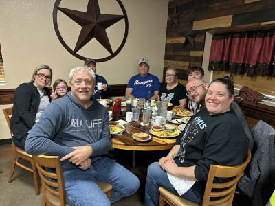 This is us with our immediate family at breakfast. We have breakfast all together every Sunday morning at our favorite local cafe.