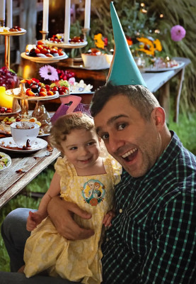 Nico and Grace, the daughter of our best friends Maggie and Susana, celebrating her second birthday with a tea party.