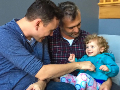 Playing with baby Grace, the daughter of our best friends Maggie and Susana -- and a big part of our lives! 