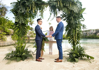 Our close friend, Maddie, officiated the ceremony on the beach in Mexico!