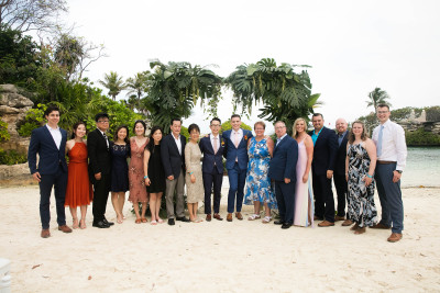 Both of our families together at our wedding!