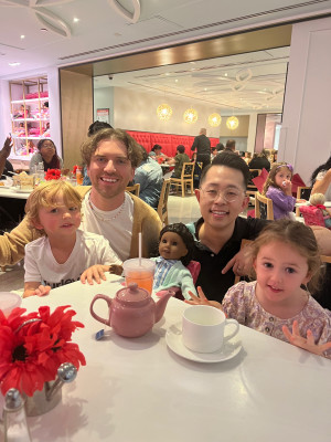 Tea party at the American Girl store w/ our nephew, Boyd, & niece, Kinsley