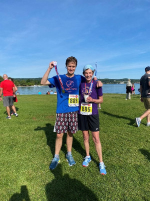 Charlie and his Mother, Julie after finishing a race. 