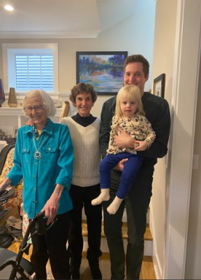 Charlie’s Grandmother – Pat, Mother Julie and Brother Patrick with his daughter Ellie on Christmas Morning