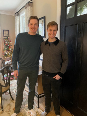 Charlie and his brother Patrick on Christmas morning. They love to watch Michigan Football