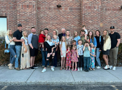 Nates side of the family with all his siblings, nieces and nephews, and parents