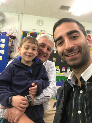 Zac & his dad Mark visiting our nephew at school.