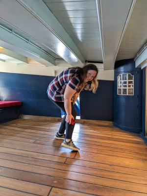 Exploring a ship below deck