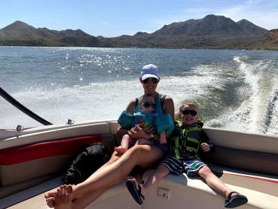 We love to take our boat out on the weekends.  The kids love to swim and tube and we enjoy wake boarding. 