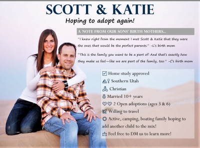 Welcome!  We are Scott & Katie and we are hoping to adopt again!