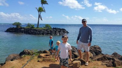 Rob and the boys exploring one of our favorite areas in Hawaii.