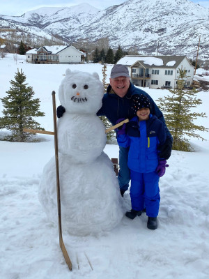 One of the many snowmen built with Grandpa. He’s an expert!
