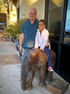 Dinner at a Thai restaurant and we spotted Grandpa’s favorite animal out front!